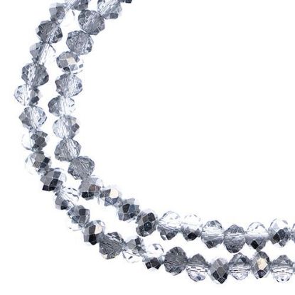 Picture of Crystal Lane 3x4mm Transparent Half Silver Iris Rondelle, 2 Strand 7" Strands