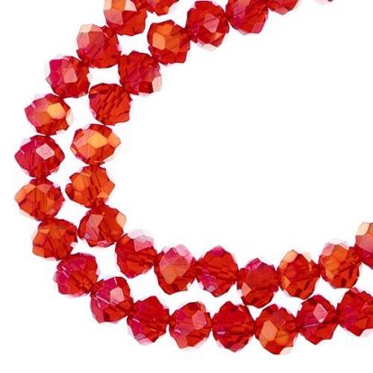 Picture of Crystal Lane 3x4mm Transparent Red Aurora Borealis Rondelle, 2 Strand 7" Strands