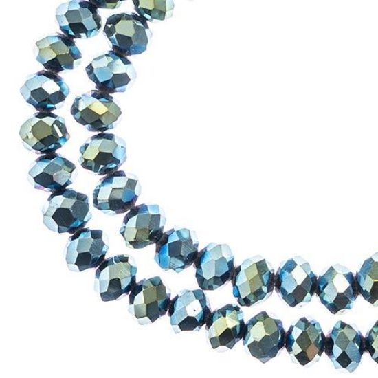 Picture of Crystal Lane 4x6mm Opaque Green Iris Rondelle, 2 Strand 7" Strands