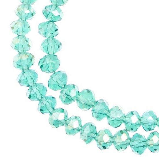 Picture of Crystal Lane 4x6mm Transparent Dark Green Aurora Borealis Rondelle, 2 Strand 7" Strands