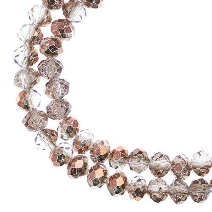 Picture of Crystal Lane 4x6mm Transparent Crystal with Half Copper Iris Rondelle, 2 Strand 7" Strands