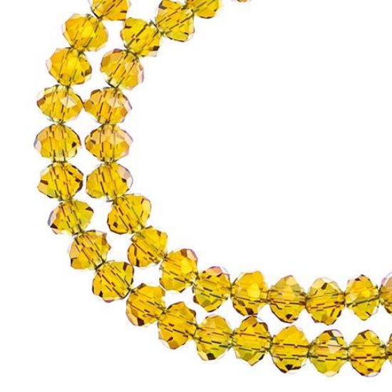 Picture of Crystal Lane 4x6mm Transparent Light Amber with Purple Luster Rondelle, 2 Strand 7" Strands