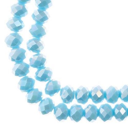 Picture of Crystal Lane 8x10mm Opaque Blue Aurora Borealis Rondelle, 2 Strand 7" Strands