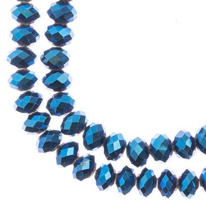 Picture of Crystal Lane 8x10mm Opaque Blue Iris Rondelle, 2 Strand 7" Strands