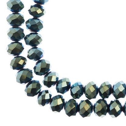 Picture of Crystal Lane 8x10mm Opaque Green Iris Rondelle, 2 Strand 7" Strands