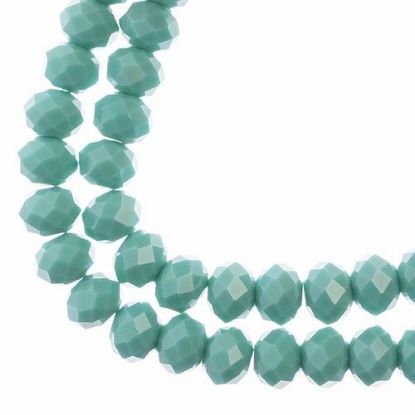 Picture of Crystal Lane 8x10mm Opaque Turquoise Green Rondelle, 2 Strand 7" Strands