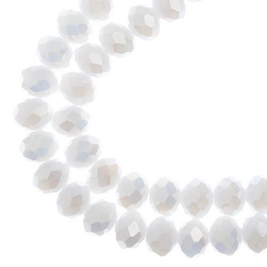 Picture of Crystal Lane 8x10mm Opaque White Matte Aurora Borealis Rondelle, 2 Strand 7" Strands