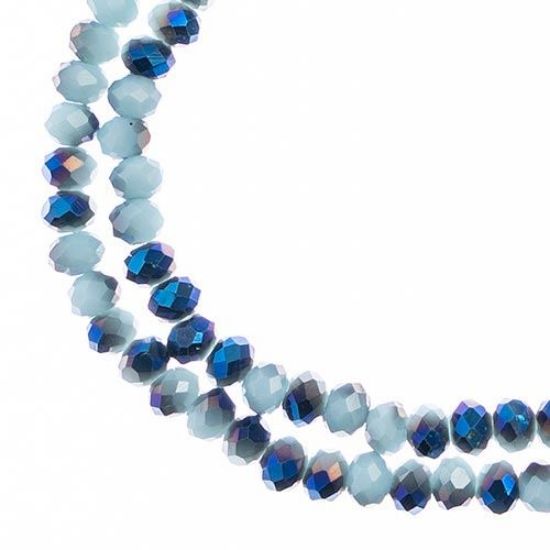 Picture of Crystal Lane 3x4mm Opaque Light Blue with Half Blue Iris Rondelle, 2 Strand 7" Strands