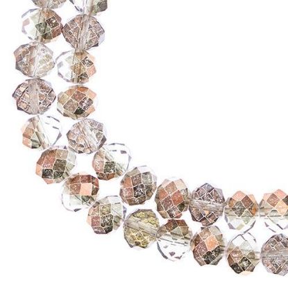 Picture of Crystal Lane 8x10mm Transparent Crystal with Half Copper Iris Rondelle, 2 Strand 7" Strands