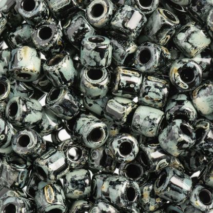 Picture of Czech Glass Rola Beads, Opaque Travertine on Black, 6mm