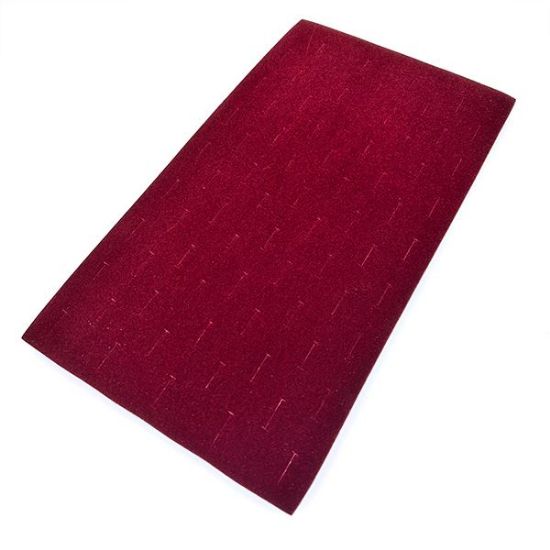 Picture of Enchanted Rich Velvet Dior Red Foam Ring Display Tray Insert, 72 Stagger Ring Slots, 14-1/8" L x 7-5/8" W x 5/8" D, Sold individually, Made in the USA