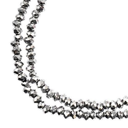 Picture of Crystal Lane 1.5x2.5mm Opaque Silver Iris Rondelle, 2 Strand 7" Strands