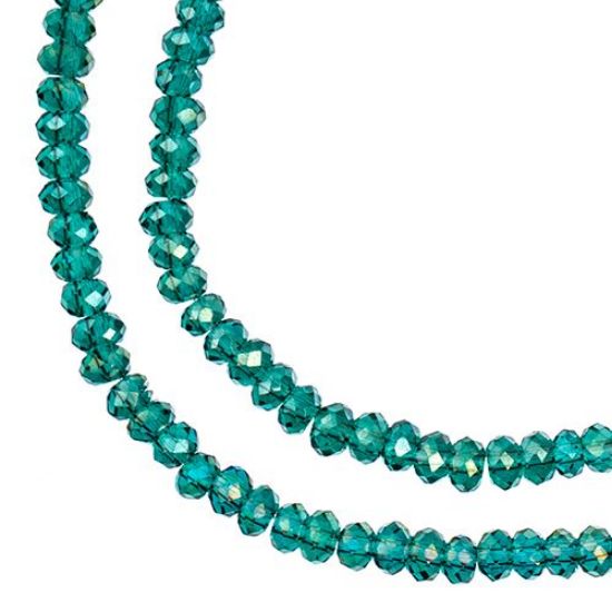 Picture of Crystal Lane 1.5x2.5mm Transparent Dark Green Aurora Borealis Rondelle, 2 Strand 7" Strands