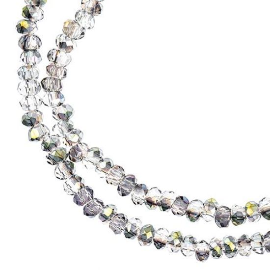 Picture of Crystal Lane 1.5x2.5mm Transparent Rose Green Luster Rondelle, 2 Strand 7" Strands