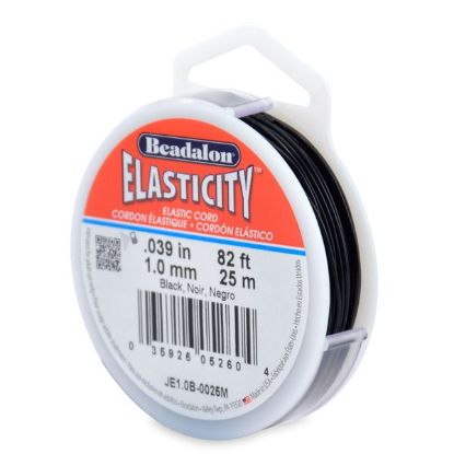 Picture of Beadalon Black Elasticity&trade; Cord 1mm x 25 Meter