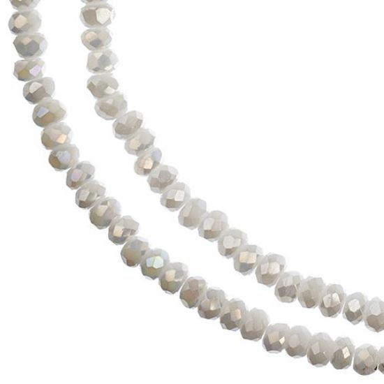 Picture of Crystal Lane 1.5x2.5mm Opaque White Aurora Borealis Rondelle, 2 Strand 7" Strands