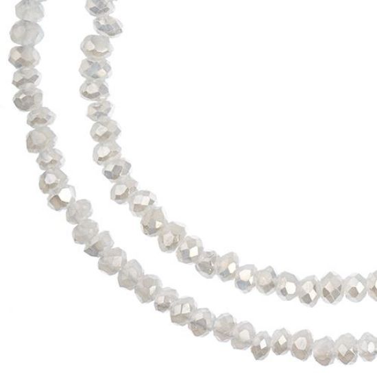 Picture of Crystal Lane 1.5x2.5mm Opaque Matte White Aurora Borealis Rondelle, 2 Strand 7" Strands