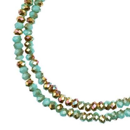 Picture of Crystal Lane 1.5x2.5mm Opaque Blue with Half Champagne Luster Rondelle, 2 Strand 7" Strands