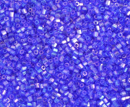 Picture of 2-Cut Size 10/0, Preciosa Czech Seed Bead, Transparent Blue Aurora Borealis, Sold by the Hank
