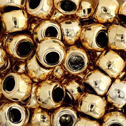 Picture of Plastic Metallic Gold Opaque Crow Beads, 9x6mm<br />100 Beads
