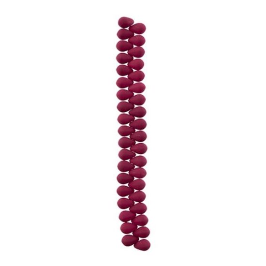 Picture of 6x9mm Czech Glass Bead White Alabaster Velvet Red Lychee, 38 pieces