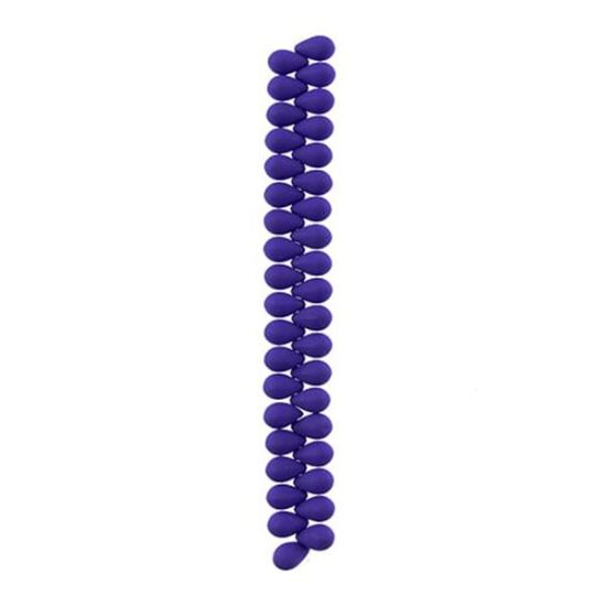 Picture of 6x9mm Czech Glass Bead White Alabaster Velvet Blue, 38 pieces