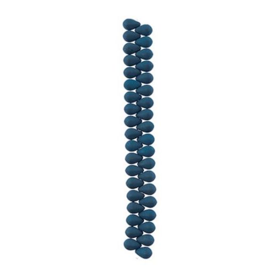 Picture of 6x9mm Czech Glass Bead White Alabaster Velvet Dark Teal Blue, 38 pieces