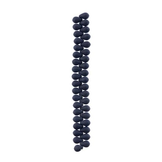 Picture of 6x9mm Czech Glass Bead White Alabaster Velvet Black, 38 pieces