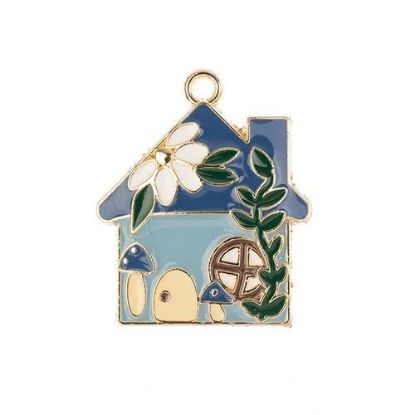 Picture of Sweet & Petite Charms, 29x24mm Blue House, 3 pieces