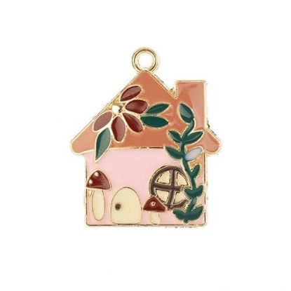 Picture of Sweet & Petite Charms, 29x24mm Pink House, 3 pieces