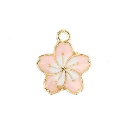 Picture of Sweet & Petite Charms, 13x16mm Pink Flower, 8 pieces