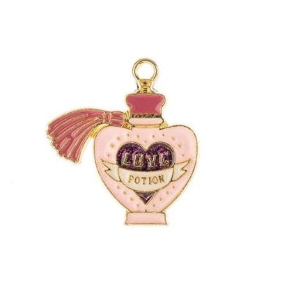 Picture of Sweet & Petite Charms, 25x23mm Perfume Bottle Pink, 4 pieces