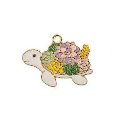 Picture of Sweet & Petite Charms, 29x21mm Turtle with Flowers, 5 pieces