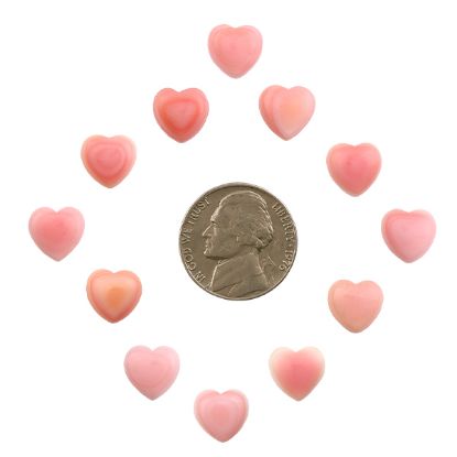Picture of Pink Conch Shell Cabochon. 10mm Heart