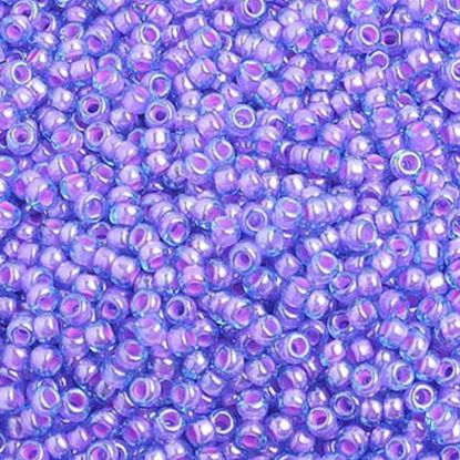 Picture of Size 10 Seed Beads, Fuchsia Transparent Color-Lined, Approximately 25 Grams