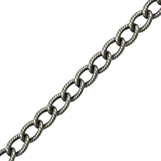 Picture of Sterling Silver Ox Stamp Curb Bulk Chain 8mm, Sold by the Foot