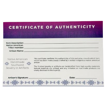 Picture of Certificate of Authenticity Cards, Sold Individually