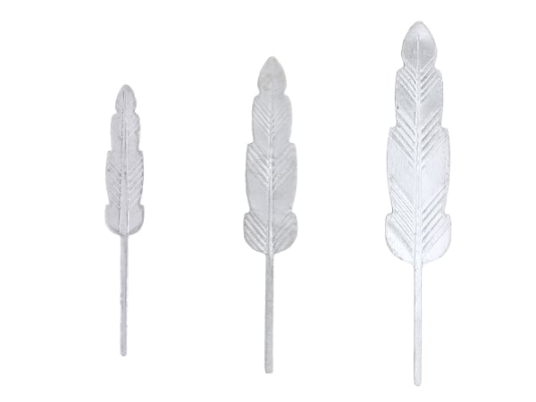 Die struck sterling silver feather jewelry components with detailed texture