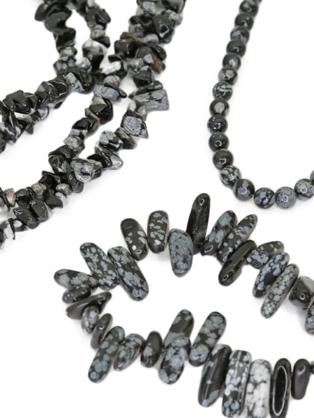 Natural snowflake obsidian gemstone bead strand
