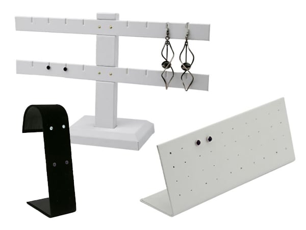 Assorted jewelry displays for showcasing handmade jewelry